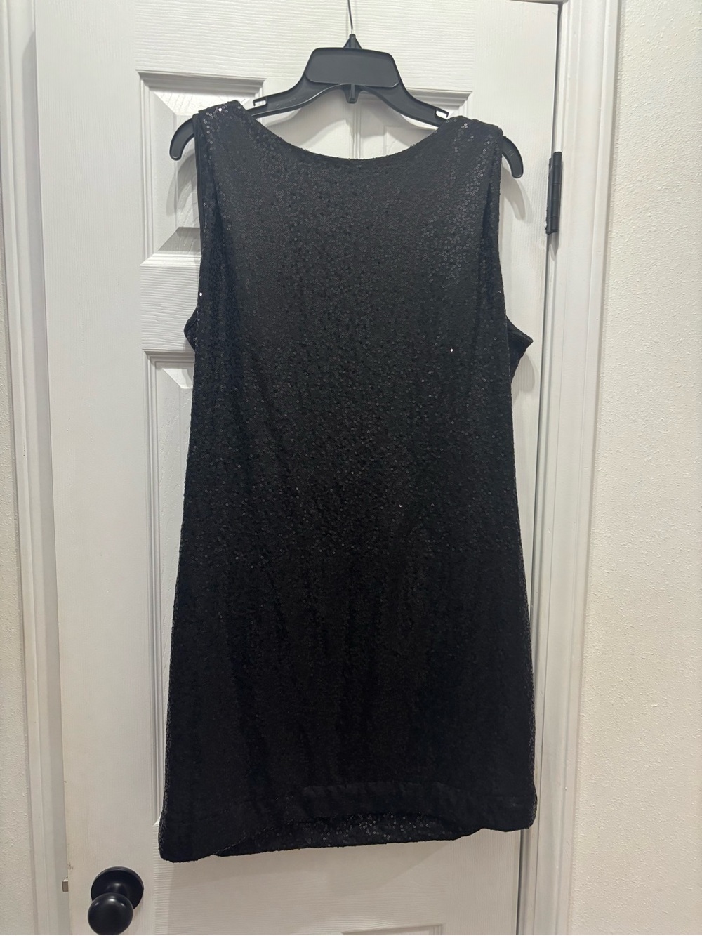 Black Sleeveless Sequin Shift Dress